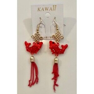 Red Dangle lucky fish earrings